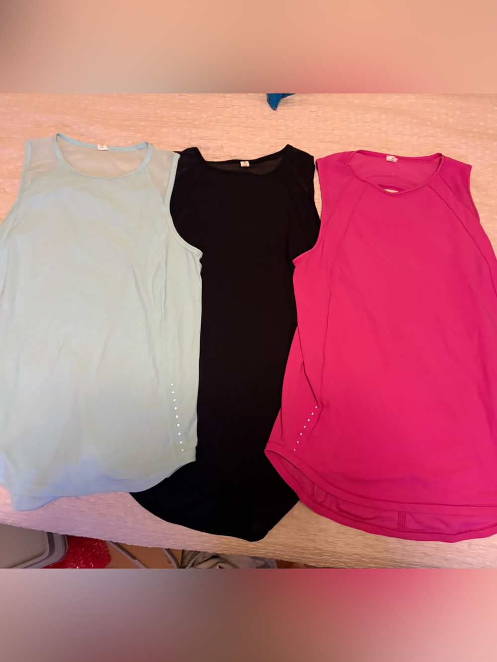 lululemon athletica Sleeveless Active Tank Trio - Light Blue, Black, Bright Pink